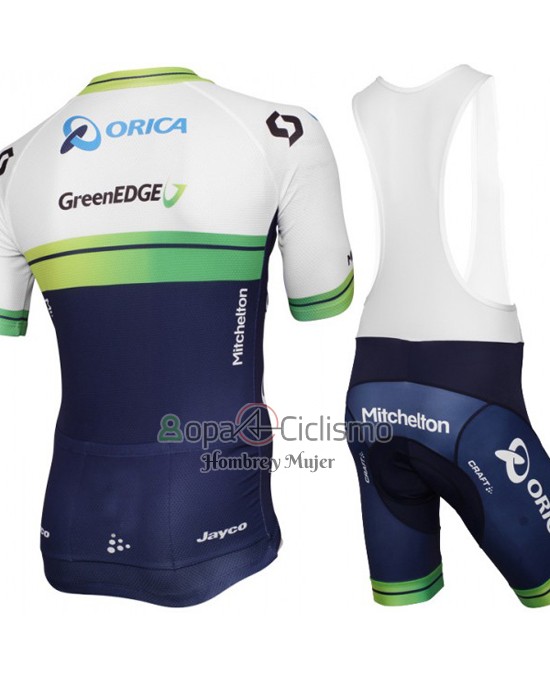 Orica Verdeedge Ropa Ciclismo Culotte Corto 2015 Mangas Cortas Blanco y Azul